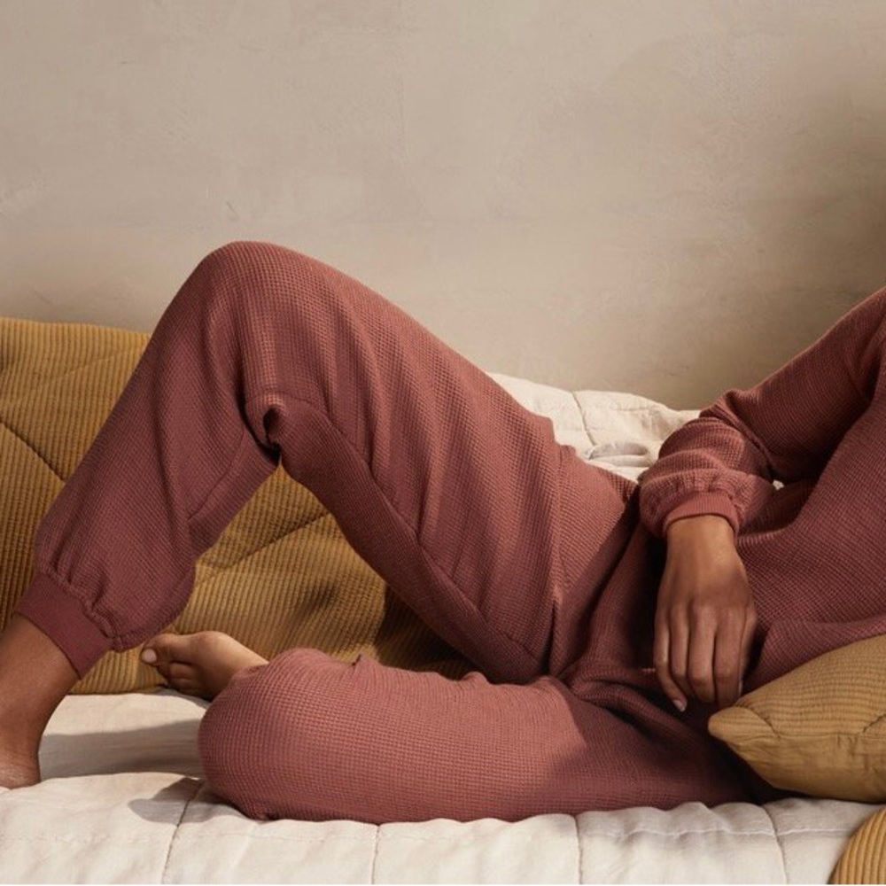 Parachute Waffle Knit Joggers in Dusty Rose
